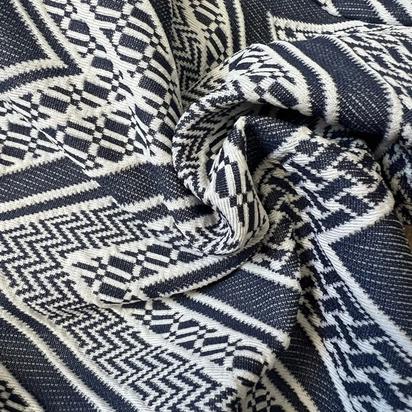 Joe B Knee Length A Line Skirt Chevron Medium Blue Stretch Midi Modest Retro - Picture 3 of 8